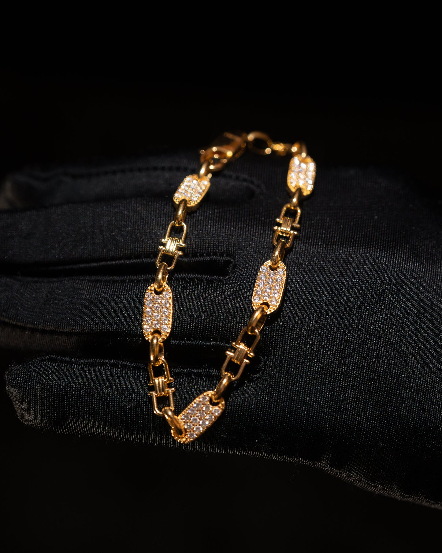 Plattenkette Armband Med Diamanter 6mm - 925 Silver - Kejsar