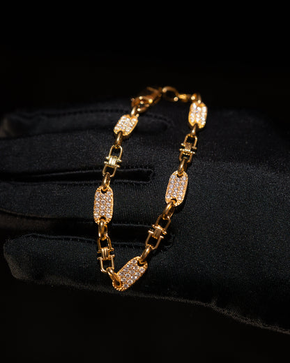 Plattenkette Armband Med Diamanter 6mm - 925 Silver - Kejsar