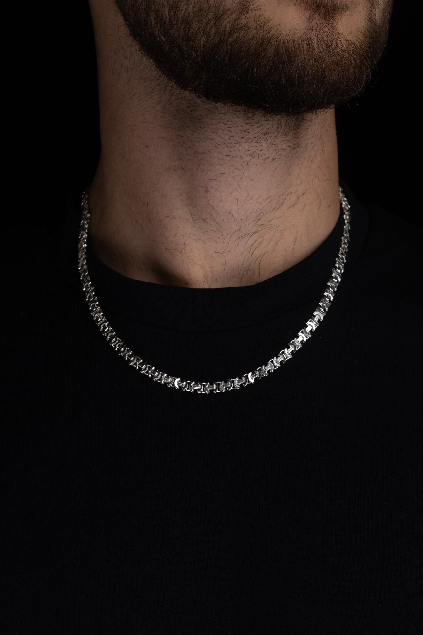 Flat Byzantine Halsband 4mm - 925 Silver - Kejsar