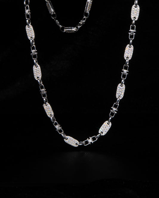 Plattenkette Halsband Med Diamanter 6mm - 925 Silver - Kejsar