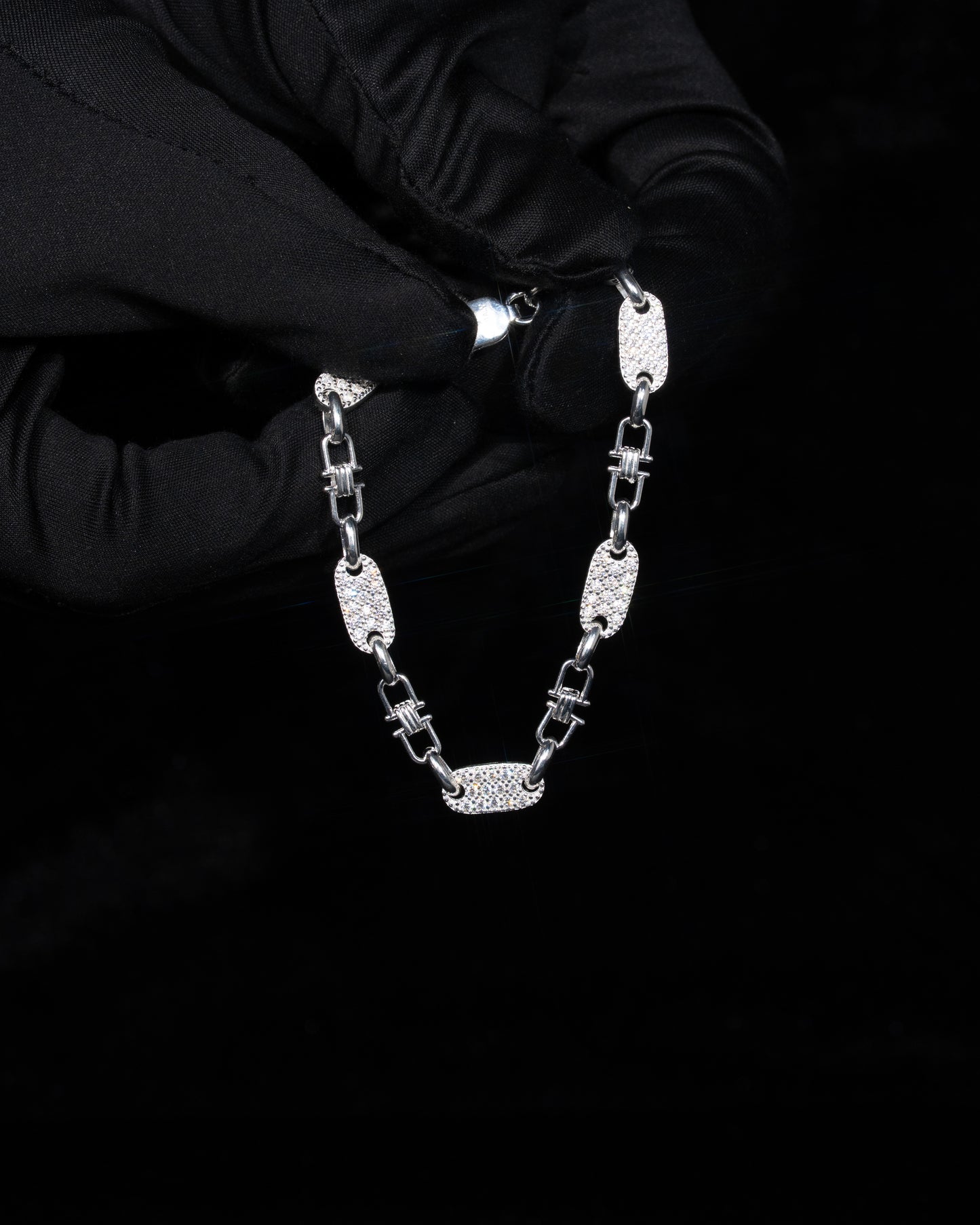 Plattenkette Armband Med Diamanter 6mm - 925 Silver - Kejsar