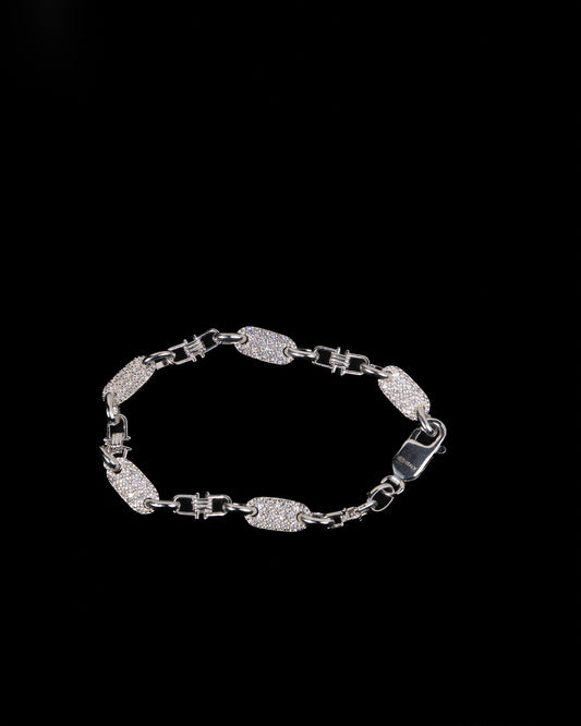 Plattenkette Armband Med Diamanter 6mm - 925 Silver - Kejsar