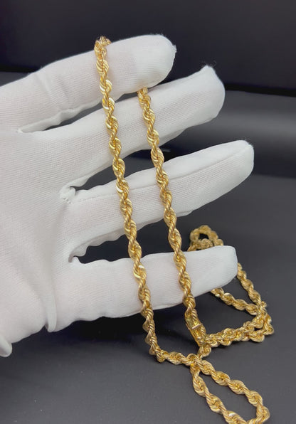 Rope Chain Necklace 4mm - 18K Gold Plated